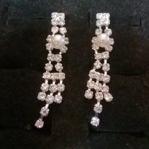 Pearl and rhinestone earrings